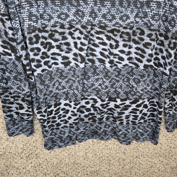 Michael Kors‎ Top Womens Plus 3X Blue Animal Print Long Sleeve Sheer Scoop Neck - Picture 5 of 7